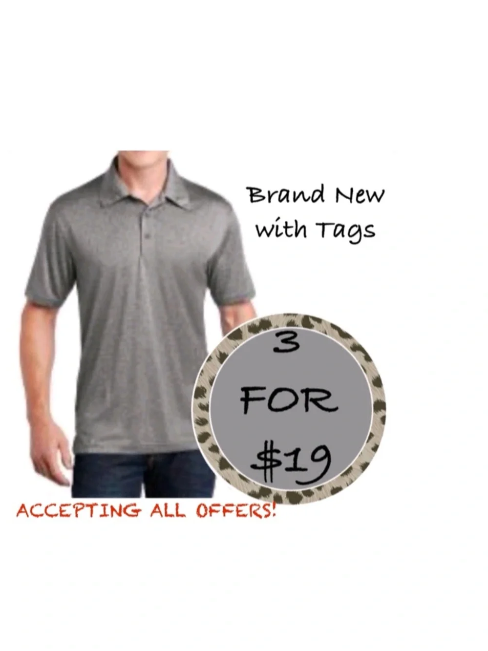3/$19 NWT Performance short sleeve collared polo golf shirt